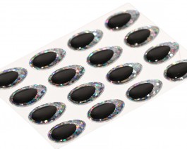 3D Epoxy Teardrop Eyes, Holographic Silver, 15 mm